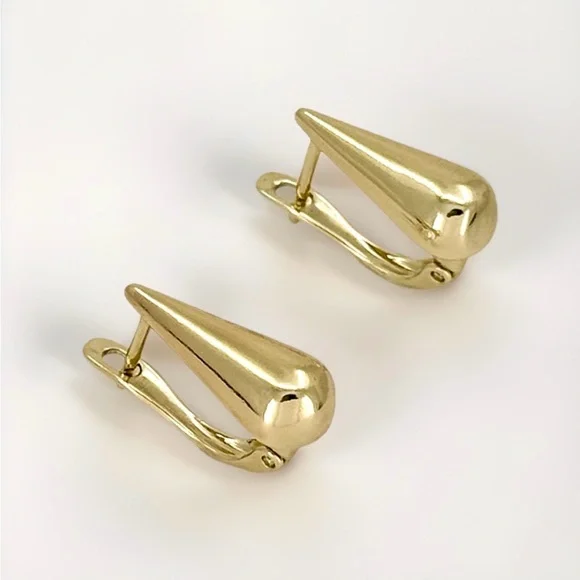 14K Gold Plated Teardrop Huggie Earrings | Minimalist Dainty Jewelry - Picture 4 of 12